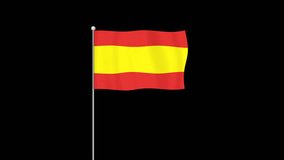 2d animation of Spain country flag waving on transparent background. video with alpha channel
