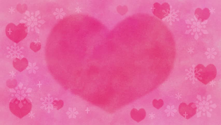 loopable animation of winter background with vivid pink heart