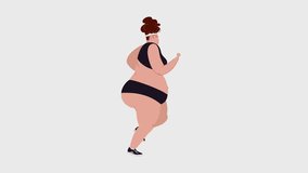 2d animation of a fat woman who runs, does fitness