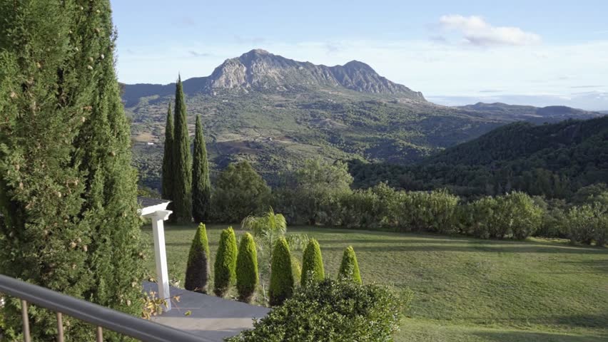 mountain view from the balcony of the house