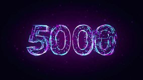 Futuristic Motion Purple Blue Shiny Number 5000 3d Lines Effect And Square Dots Particles Reveal On Dark Purple Glitter Dust Background - Powered by Shutterstock - Get 15% off with code: PIKWIZARD15