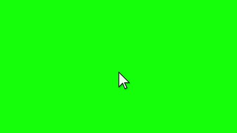 Pointer arrow cursor clicking. Mouse click symbol with circle on Green Screen Chroma key. 7 different arrows design. Internet and Technology Adlı Stok Video