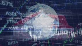 Animation of globe, binary coding data processing over house. Global business, finance, computing and data processing concept digitally generated video. - Powered by Shutterstock - Get 15% off with code: PIKWIZARD15