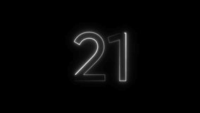 Animated loop Neon light Number 21. Neon Glowing Symbol on Black Background - Loop - Powered by Shutterstock - Get 15% off with code: PIKWIZARD15
