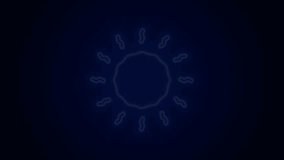 Glowing neon line Sun icon isolated on black background. 4K Video motion graphic animation.