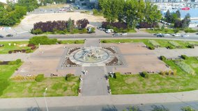  Aerial View of Fountain in Gdynia, summer beautifull footage of Polish Town