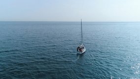 Gdynia Aerial View of boat, summer footage Polish Town