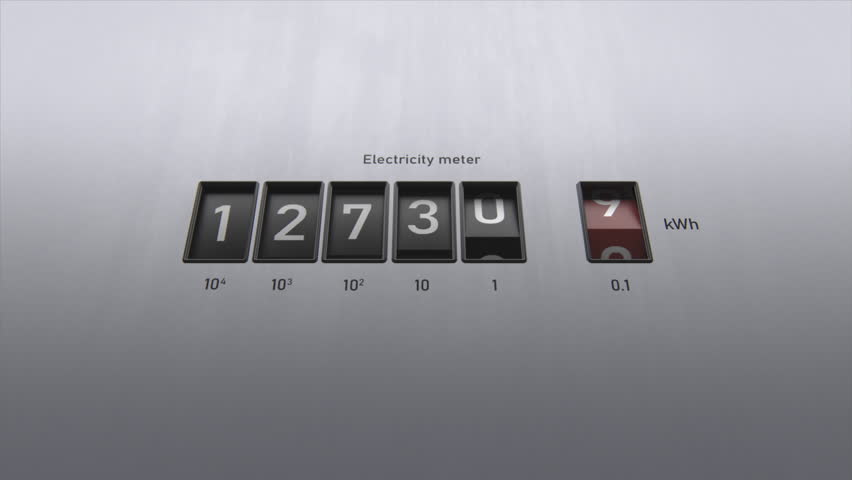 Close-up view of kWh counter. 3D animation of electricity meter. Changing numbers on the electricity meter display. Energy savings or over-consumption, rising prices and costs. Electricity supply. Royalty-Free Stock Footage #1099330065