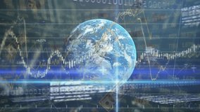 Animation of scope scanning over financial data processing over globe and dollars. Global business, finances and digital interface concept digitally generated video. - Powered by Shutterstock - Get 15% off with code: PIKWIZARD15