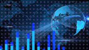 Animation of financial data processing with statistics over globe. Global business, finance, computing and data processing concept digitally generated video. - Powered by Shutterstock - Get 15% off with code: PIKWIZARD15