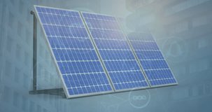 Animation of financial data processing over solar panel. Global ecology, finances and digital interface concept digitally generated video. - Powered by Shutterstock - Get 15% off with code: PIKWIZARD15