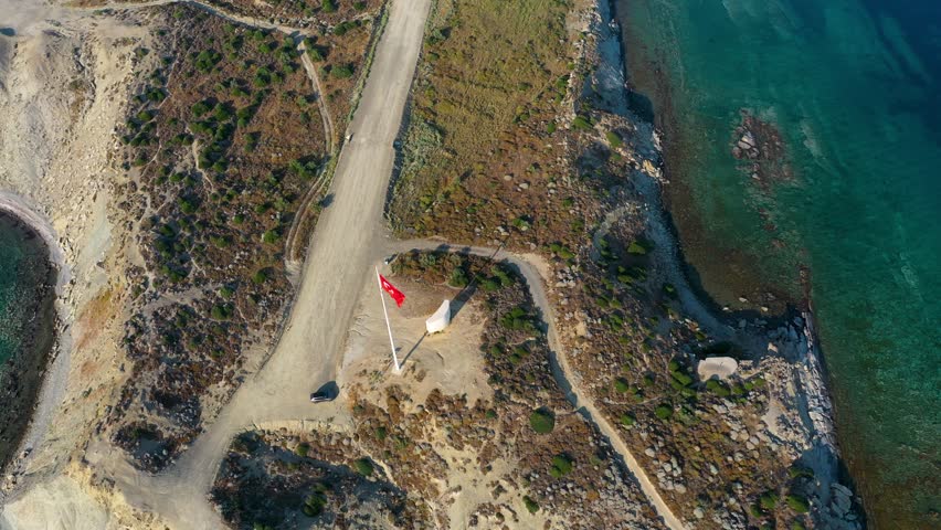 4K aerial footage of gallipoli battlefield of WW 1, a monument for turkish english and anzac soldiers who fight for canakkale war at 1915