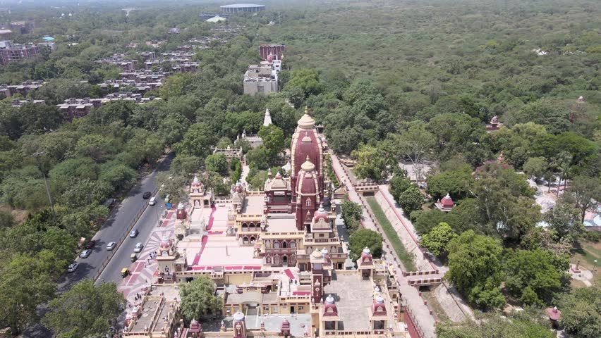 An Aerial Shot of Birla Mandir at New Delhi in India
