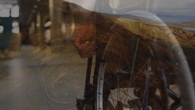 Aerial view of a road passing through a mountain on a sunny day. Global covid pandemic and healthcare concept digitally generated image. - Powered by Shutterstock - Get 15% off with code: PIKWIZARD15