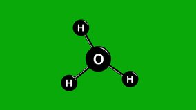 icon animation of a molecule designed in black and white, on a green chroma key background