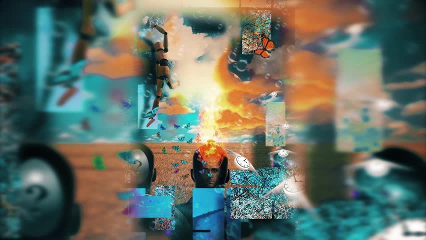 Surreal dream. Modern art. Animated video