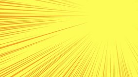 Abstract yellow background in pop art comic style. Rays of light. The sun is shining. Illustration web banner. Flat animation, video rotate motion
