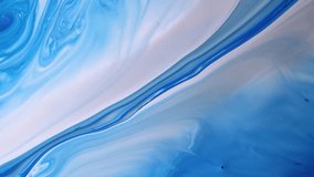 Detailed background motion with blue, black and white colors. Fluid art drawing video. Blue acrylic liquid texture . Motion mixed colorful. Abstract paint background. 
