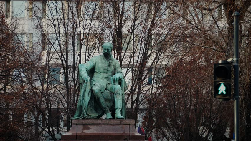 BUDAPEST, HUNGARY, 5 JANUARY 2023. Bronze statue in the center of Pest. Old statues of famous Hungarian people in city center. 