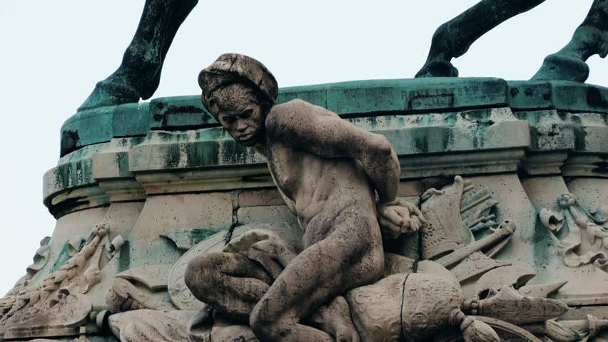 BUDAPEST, HUNGARY, 5 JANUARY 2023. Bronze statue in the center of Pest. Old statues of famous Hungarian people in city center. 