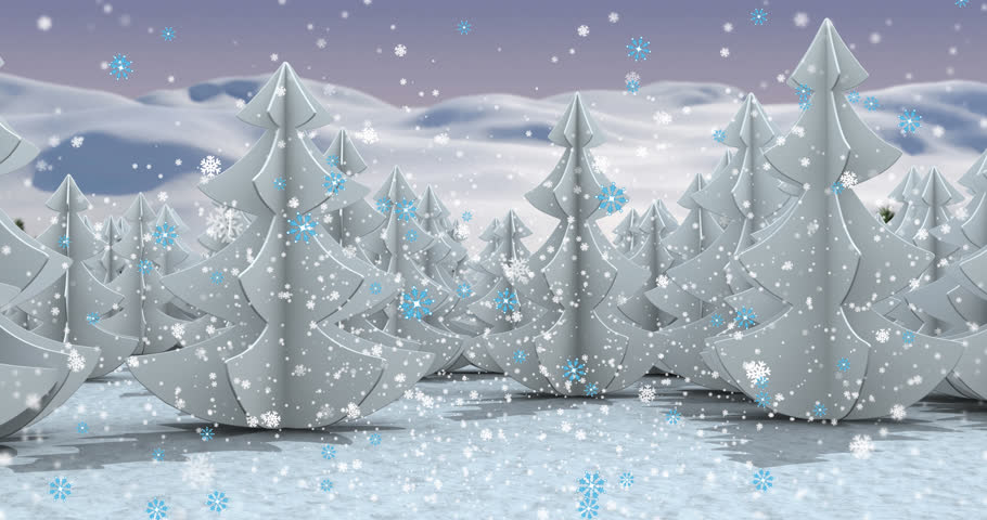 Animation of snow falling over winter scenery. Snow, winter and digital interface concept digitally generated video. | Shutterstock HD Video #1099361051