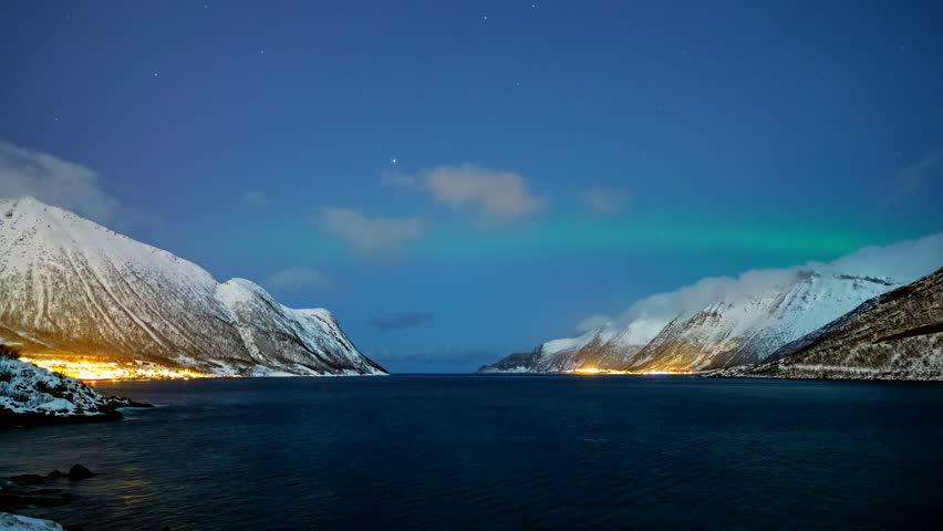 4K Timelapse of aurora borealis at the beach in winter, Lofoten, Norway
 | Shutterstock HD Video #1099362215