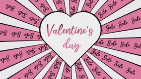 Valentine's day sale cartoon rays and heart pink and white loop animaiton - Powered by Shutterstock - Get 15% off with code: PIKWIZARD15