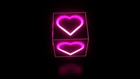 Rotating cube with pink and white neon glowing hearts loop animation - Powered by Shutterstock - Get 15% off with code: PIKWIZARD15