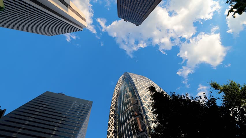 Skyscrapers in Shinjuku, Tokyo, Japan on a summer day | Shutterstock HD Video #1099370089