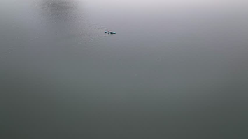Canoe in the Sunset Time Drone Video, Mert Lake İgneada, Kirklareli Turkey