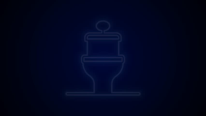 Glowing neon line Toilet bowl icon isolated on black background. 4K Video motion graphic animation.