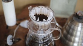 Making coffee using a manual brew - footage video