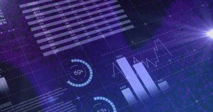 Animation of data processing and statistics over grid. Global computing, digital interface and data processing concept digitally generated video. - Powered by Shutterstock - Get 15% off with code: PIKWIZARD15