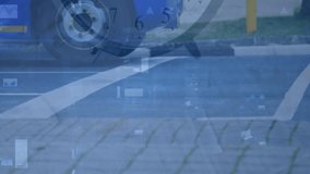 Animation of alarm clock, data processing over cityscape. Global business, finance, connections, computing and data processing concept digitally generated video. - Powered by Shutterstock - Get 15% off with code: PIKWIZARD15