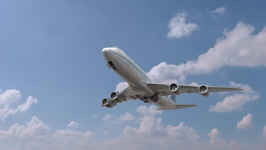 Airliner Flying and Landing Salzburg Austria. Airplane concept