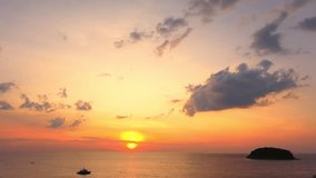 aerial view scenery sunset at Kata beach Phuket.
beautiful cloud at sunset in Kata beach Phuket Thailand.
4k stock footage video in travel concept.