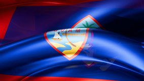 Guam flag shiny glass smooth overflow abstract shape waves moved infinite loop video background