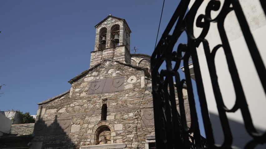 Traditional stone Greek Orthodox Church, Skopelos Town, Skopelos, Sporades Islands, Greek Islands, Greece, Europe