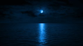 Flying Over The Sea At Night With Moon Shining - Powered by Shutterstock - Get 15% off with code: PIKWIZARD15