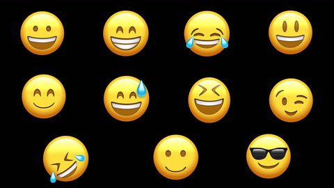 Animated Emoji Set. Alpha channel, transparent background. Laughing emoji. 4K resolution loop animation. Smiling and happy emoji. Pack 1 - Βίντεο στοκ
