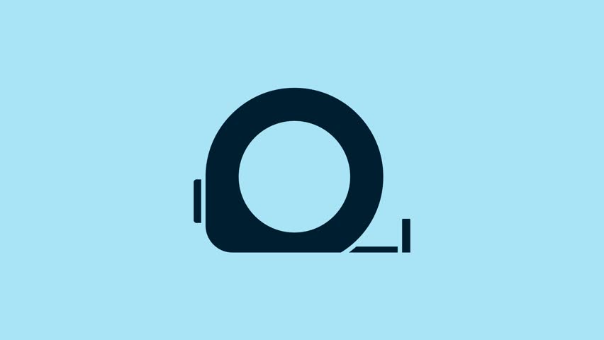 Blue Roulette construction icon isolated on blue background. Tape measure symbol. 4K Video motion graphic animation .