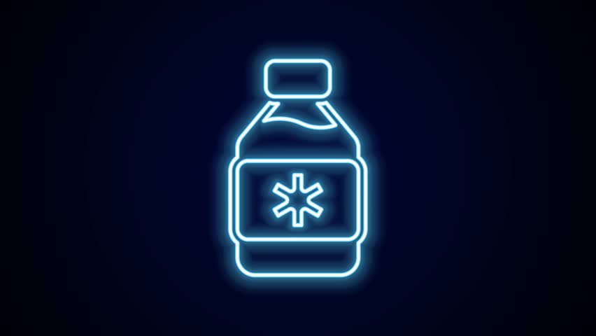 Glowing neon line Bottle of medicine syrup icon isolated on black background. 4K Video motion graphic animation. | Shutterstock HD Video #1099415579