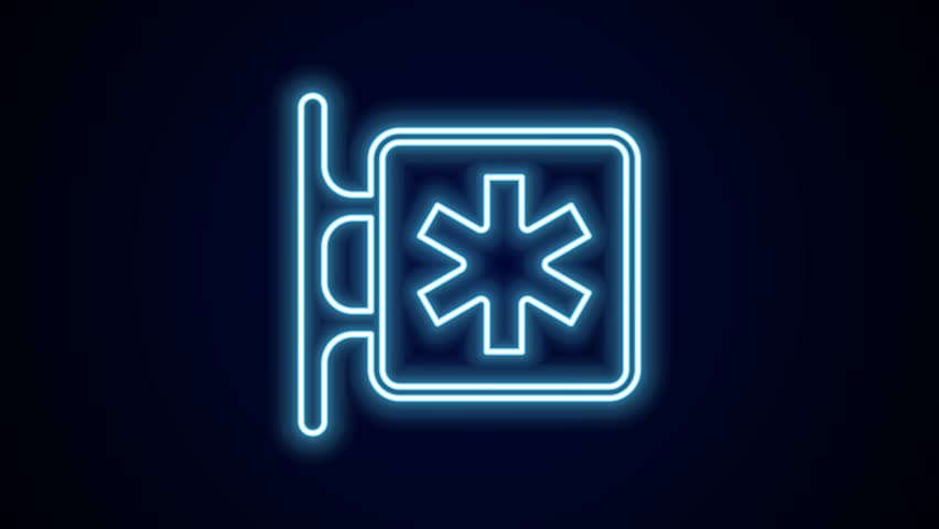 Glowing neon line Medical symbol of the Emergency - Star of Life icon isolated on black background. 4K Video motion graphic animation. | Shutterstock HD Video #1099415693