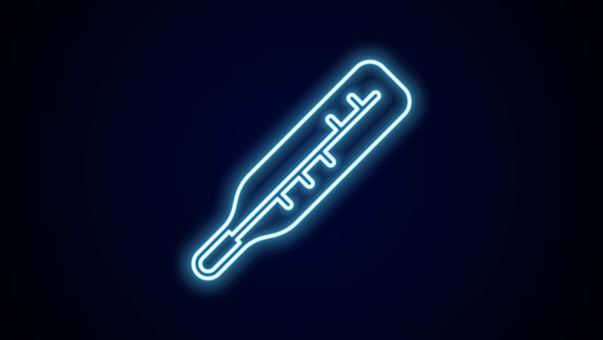 Glowing neon line Medical thermometer for medical examination icon isolated on black background. 4K Video motion graphic animation. | Shutterstock HD Video #1099415743