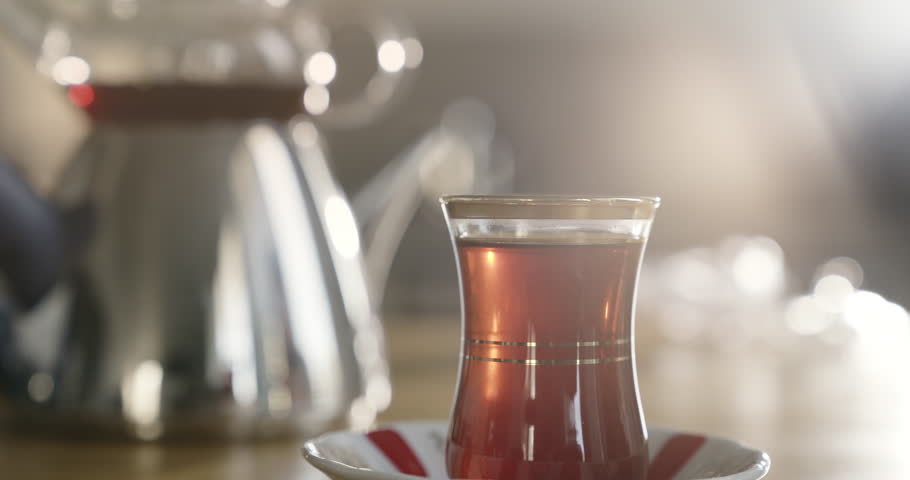 Traditional brewed Turkish tea concept | Shutterstock HD Video #1099416083