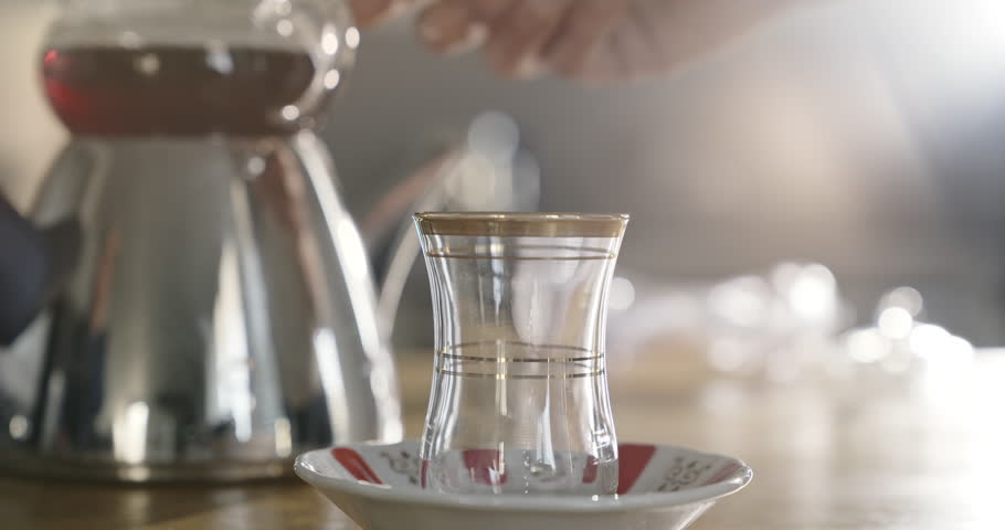 Traditional brewed Turkish tea concept | Shutterstock HD Video #1099416093