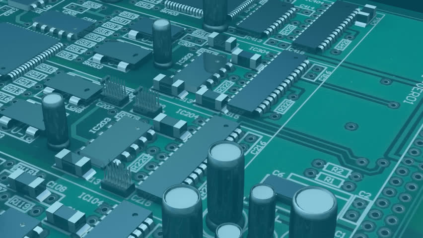 Animation of data processing over computer circuit board on black background. Global technology, finances and digital interface concept, digitally generated video. | Shutterstock HD Video #1099427621