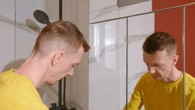 Middle-aged man brushing teeth in the morning - Powered by Shutterstock - Get 15% off with code: PIKWIZARD15