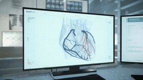 Heart Organ Scan In Interface Of Innovative Medical Computer Software For Disease Diagnosis. Medical Computer Scans Arteries Of Heart Organ. Medical Computer Checks Heart Health By X-Ray Scan - Powered by Shutterstock - Get 15% off with code: PIKWIZARD15