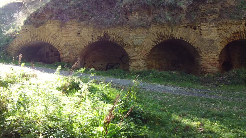 fortification in a beautiful autumn park in 4K.